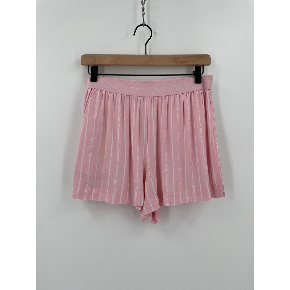 Juicy Couture Pink Logo Stripe Sleep Lounge Shorts Womens M Boxer PJs Pajamas